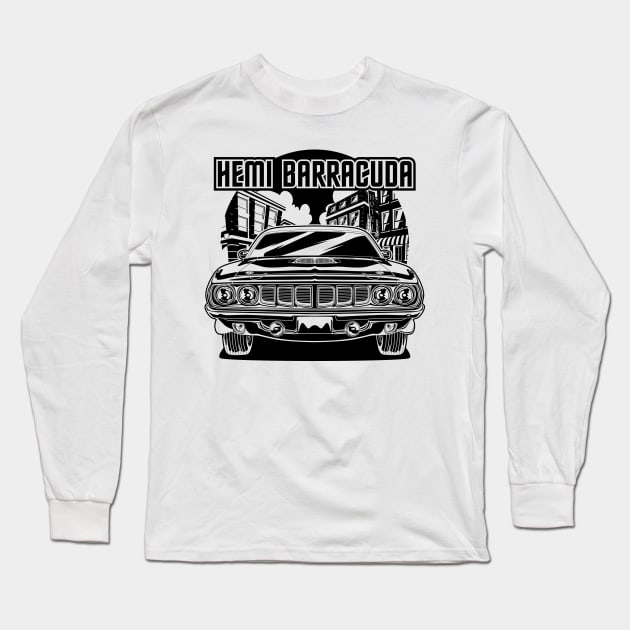 Hemi Cuda (Black Print) Long Sleeve T-Shirt by WINdesign